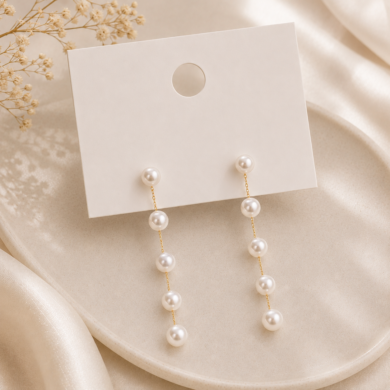 Elegant Long Pearl Drop Earrings, Minimalist Gold Chain Dangle Earrings for Women, Bridal & Everyday Jewelry